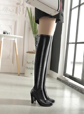 外贸秋冬婚鞋夜店钢管舞黄色红色大码过膝靴子 40 43 小码 32 xzq