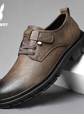 花花公子男鞋秋季新款男士时尚休闲皮鞋软皮防滑套脚男鞋子0067DZ
