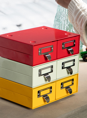 dulton桌面收纳盒储物盒化妆品文具杂物办公桌收纳盒可堆叠储物