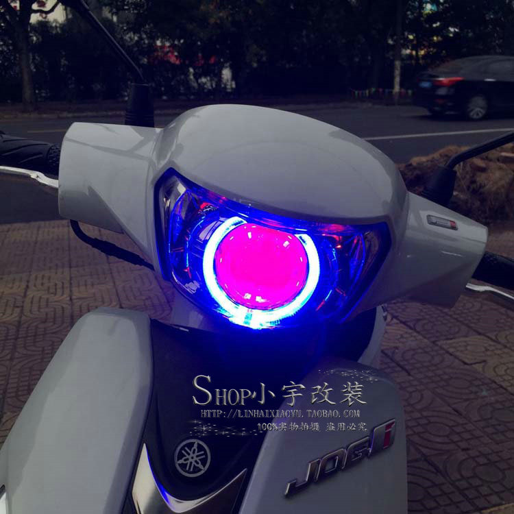 适用雅马哈摩托车巧格i大灯改装LED双光透镜  大灯总成改装天使眼