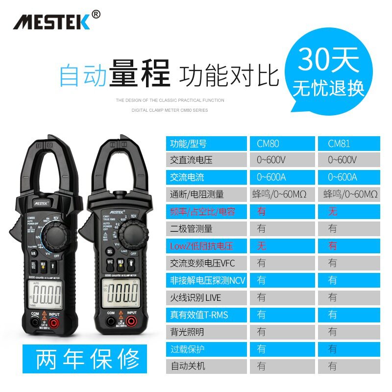 定制新迈斯泰克数字钳形表CM81万用表多功能电工万能表钳型电流表