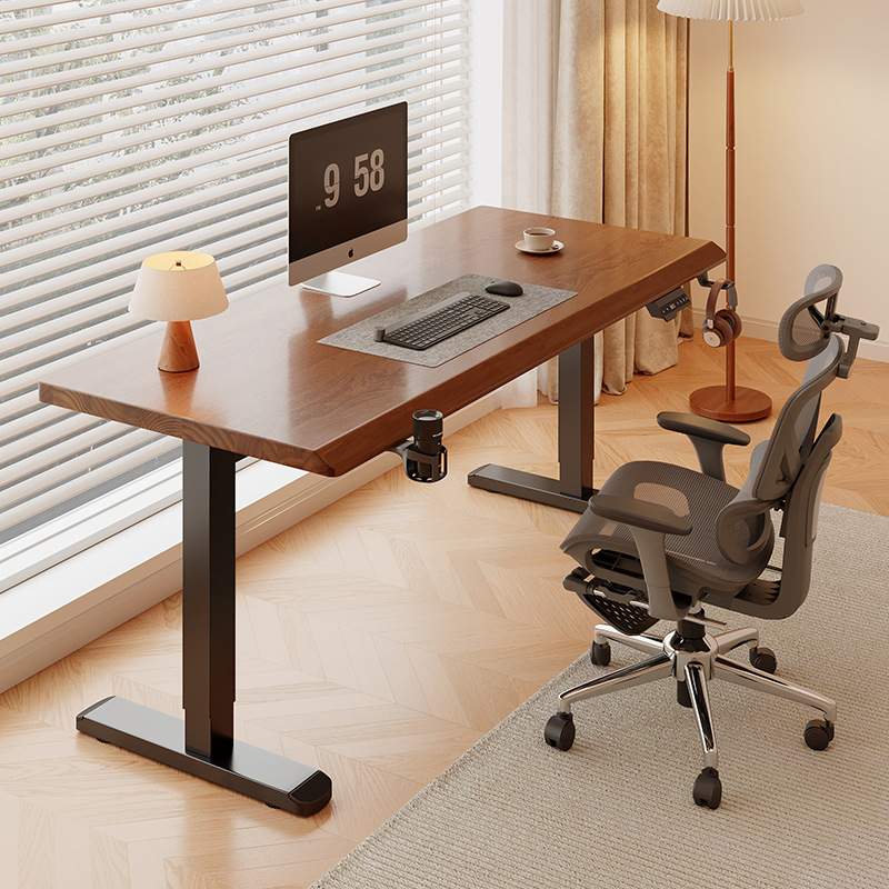 实木电动升降桌电脑桌学习书桌家用卧室电竞桌可升降办公桌工作台