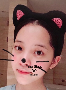Ying.出口日本小s同款猫耳朵可爱洗脸发箍发带发卡发饰防滑头箍