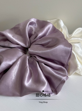 紫色很有韵味~直径23cm超大号韩系缎面大肠圈高级感发圈法式头花