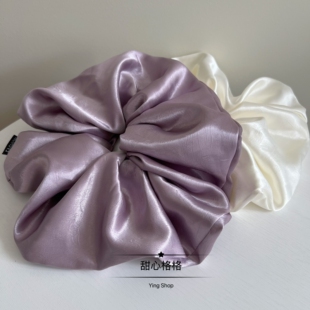 紫色很有韵味 头花 直径23cm超大号韩系缎面大肠圈高级感发圈法式
