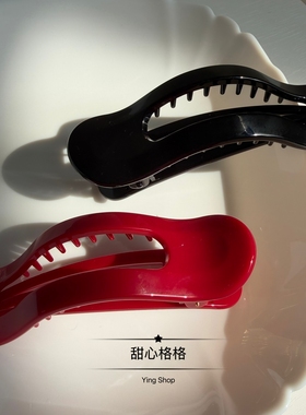 不硌头~简约后脑勺盘发大号鸭嘴夹高级感黑色抓夹一字夹韩国发夹