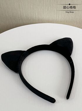 简约防滑~韩国丝绒猫耳朵洗脸发箍压发网红化妆面膜可爱头箍发卡