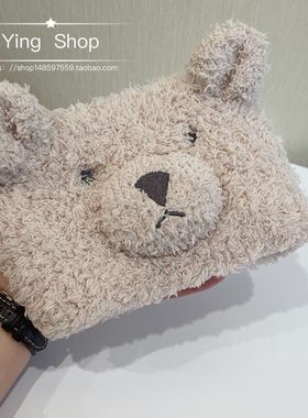 日本 可爱小熊耳朵宽边月子头巾珊瑚绒洗脸发带赵露思同款束发带