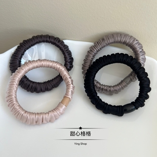 5条装 基础简约高弹力质感无缝冰丝面膜小肠发圈气质纯色头绳发饰