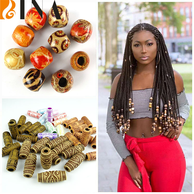 木珠脏辫饰品配件假发辫子装饰仿木珠子wooden Dreadlocs beads