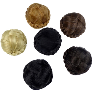 dome 奶奶发髻跨境假发hair hair pieces黑色辫子盘发发包丸子头