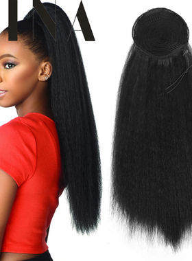 蓬松长直马尾假发kinky straight  ponytail clip hairpiece wigs