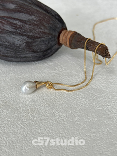 c57studio法式小胡子不规则巴洛淡水克珍珠项链银镀金