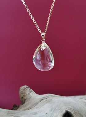 黄水晶吊坠项链DIY18k金