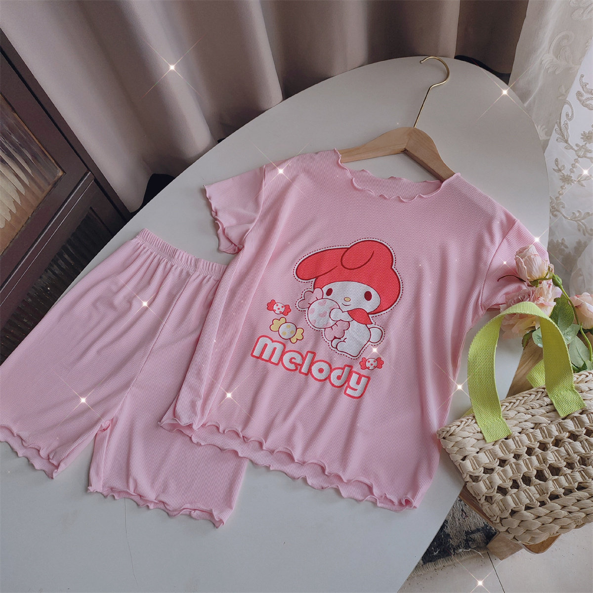 家居服女童冰丝凉爽睡衣两件套