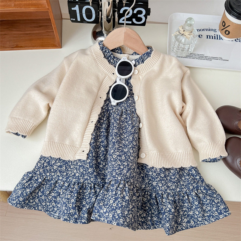 女童新款洋气韩版碎花两件套