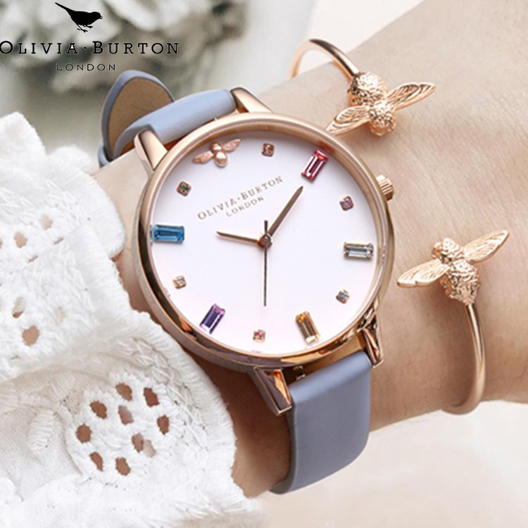 oliviaburton手表女防水时尚小众潮流OB彩虹表女表皮带钢带石英表