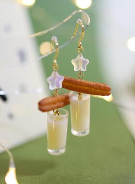 豆浆油条搞怪耳环趣味