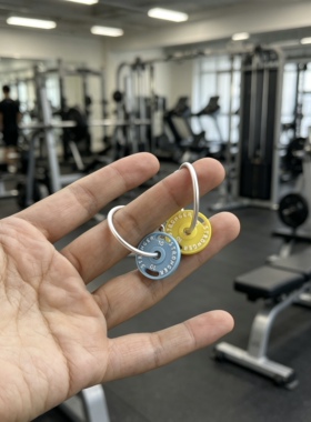 「增肌小将」杠铃片耳环银针创意健身设计师款小众举铁哑铃多巴胺