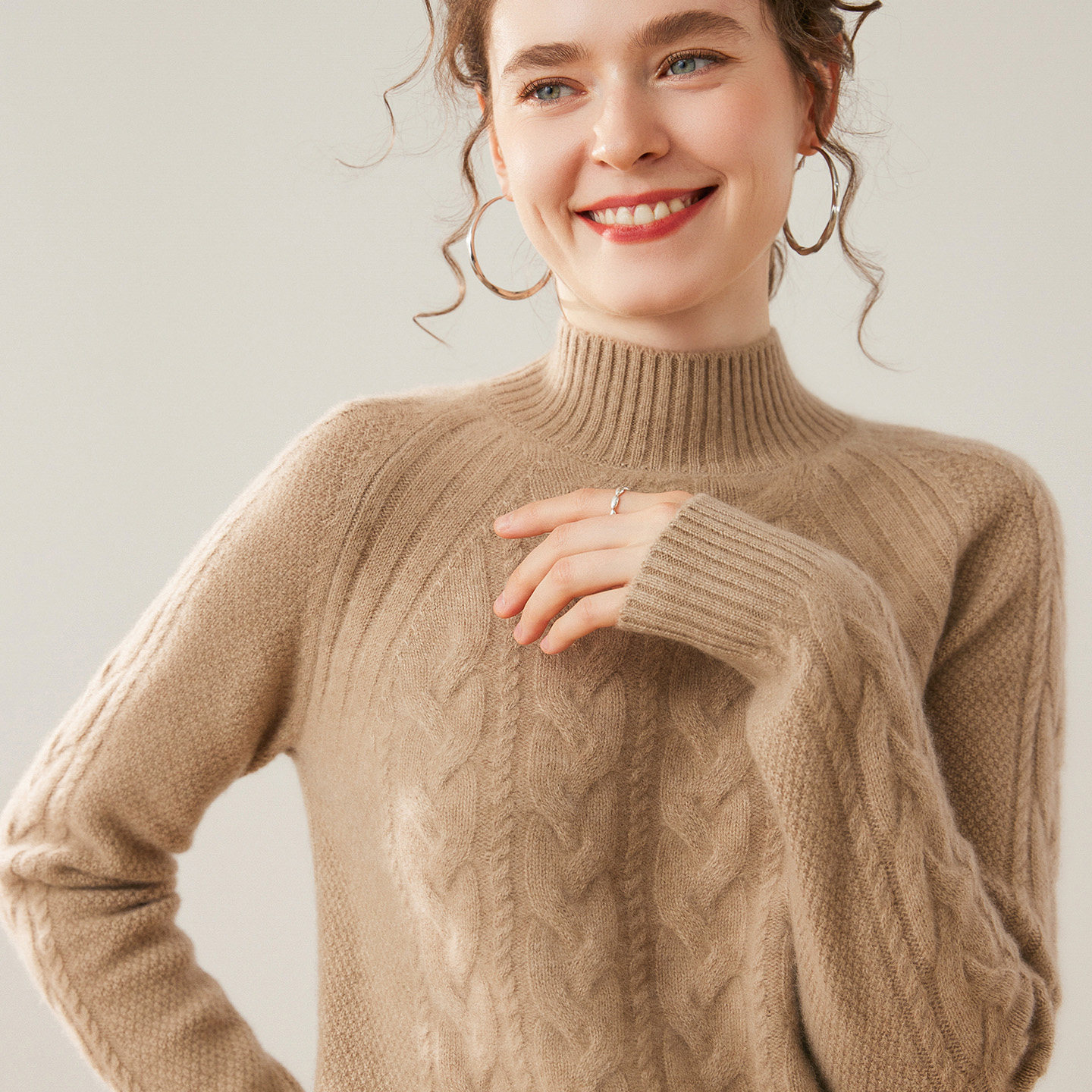 350克半高领扭花100%山羊绒衫女加厚内搭软糯保暖羊毛打底衫毛衣,女装/女士精品,羊绒衫,淘宝优惠券,粉丝福利购,淘宝优惠卷