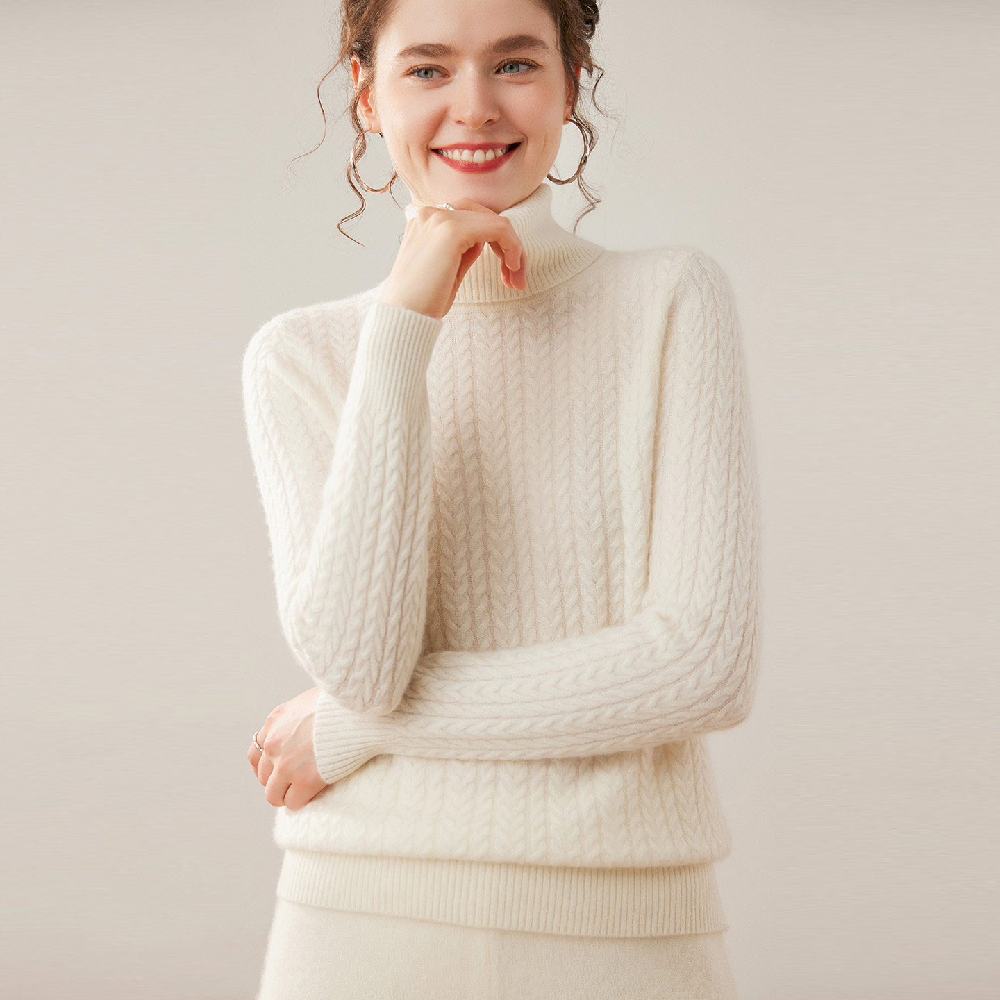 260克高翻领绞花100%羊绒衫女加厚打底衫软糯保暖羊毛衫内搭毛衣,女装/女士精品,羊绒衫,淘宝优惠券,粉丝福利购,淘宝优惠卷