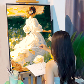 数字油画diy填充油彩客厅装 仙境爱丽丝 饰丙烯涂色画画肌理画