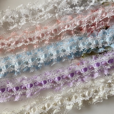 洛丽塔蕾丝飘带钉珠花边