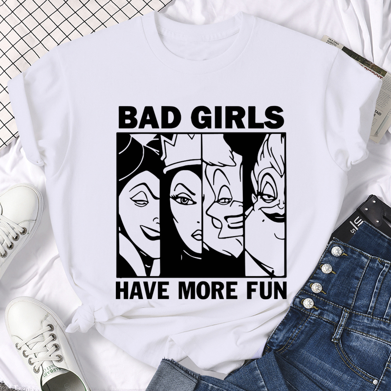 Anime Villain Bad Girl T Shirt搞怪动漫反派人物印花欧美T恤女