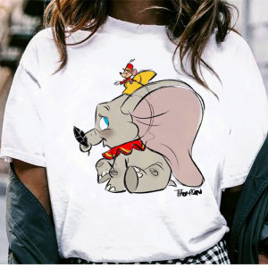 Elephant Dumbo T Shirt卡通可爱大象亲子装宽松短袖t恤女夏季