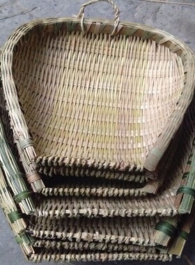手工青蔑竹筐厨房洗菜沥水篮竹编簸箕筲箕方筲箕淘米竹篮竹编果盘