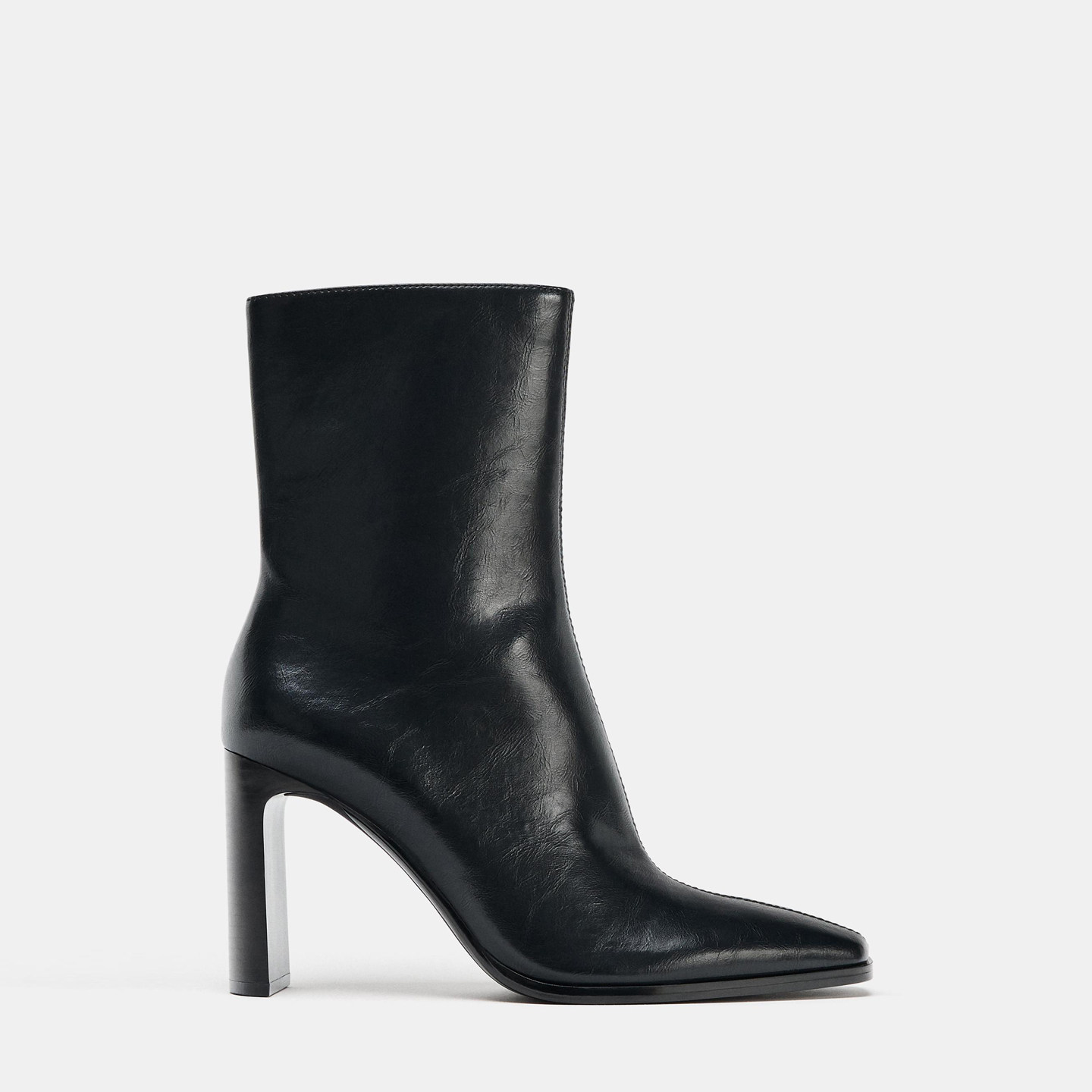 ZA2025秋冬季欧美新款女鞋黑色粗跟拉链小方头高跟短靴2111610800,女鞋,时装靴,淘宝优惠券,粉丝福利购,淘宝优惠卷