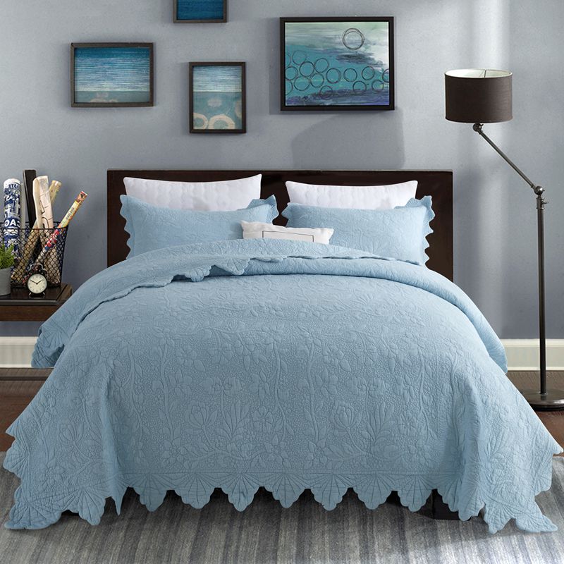 全棉素色绣花绗缝被手工纯色床盖三件套夹棉床单纯棉榻榻米垫包邮,床上用品,床盖,淘宝优惠券,粉丝福利购,淘宝优惠卷