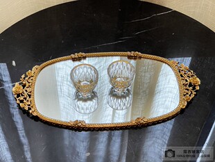 欧式 美式 进口水晶玻璃配纯铜件果盆客厅餐厅茶几水果盘干果碟摆件