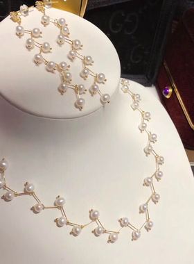 锁骨链耳钉防过敏天然淡水珍珠