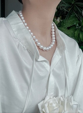 妈妈链10-12mm正圆强光微瑕，天然爱迪生淡水珍珠项链S925银扣