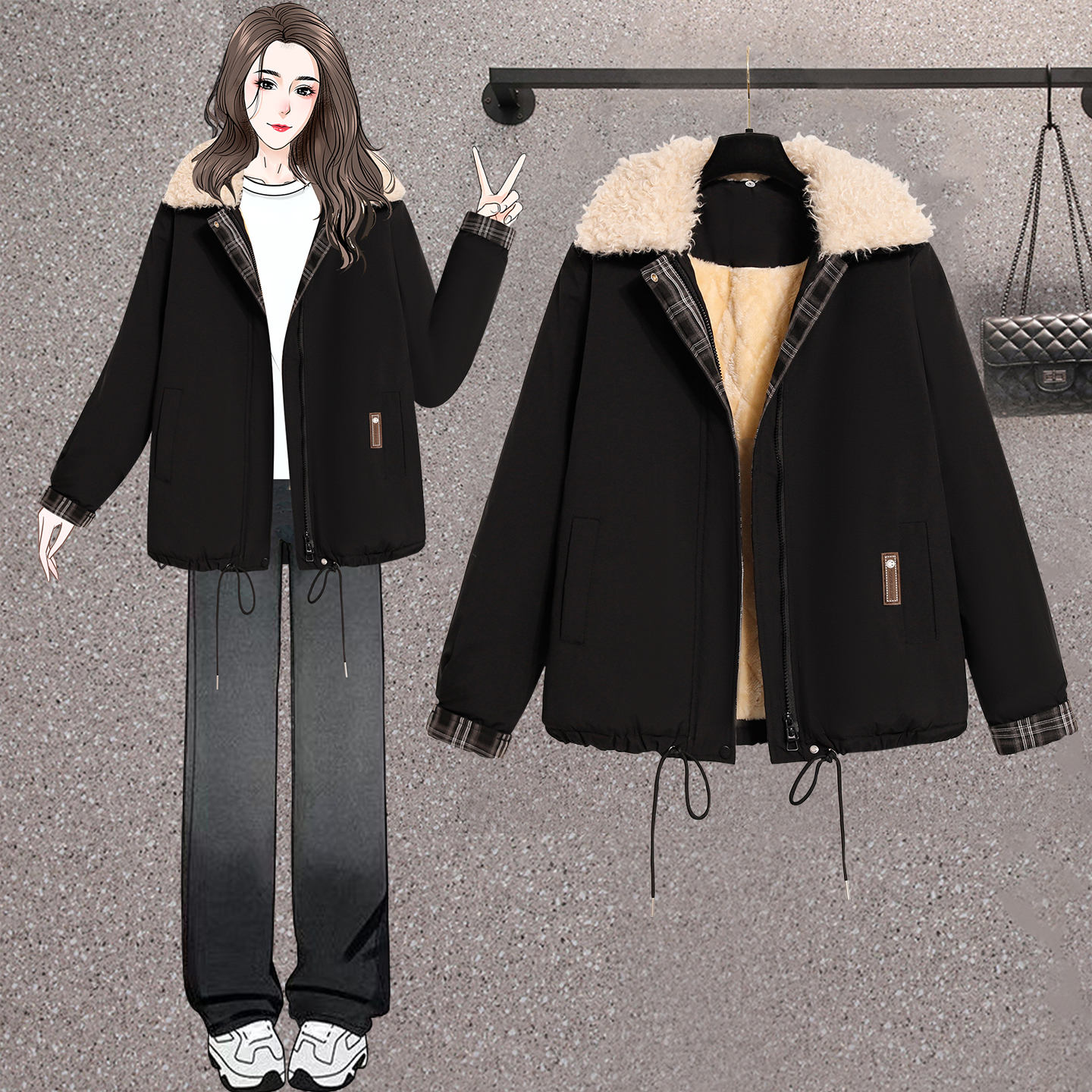 胖MM大码棉服潮2025年冬棉衣外套