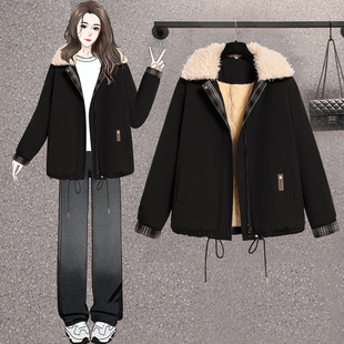 显瘦帅气减龄加绒老钱风棉衣外套女 新款 胖MM大码 棉服潮2025年冬装