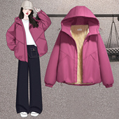 胖MM大码 棉衣洋气减龄加绒宽松显瘦棉服外套潮 新款 女装 2025年冬季