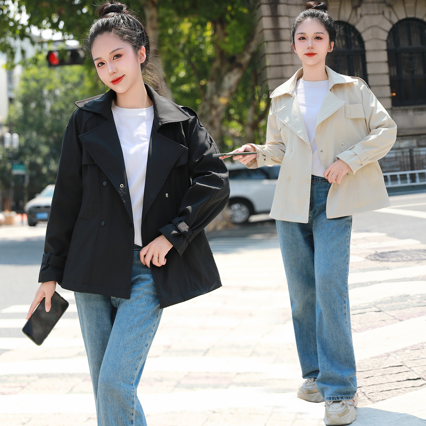 胖MM大码女装2025年春秋新款帅气宽松减龄遮肉显瘦小西装风衣外套