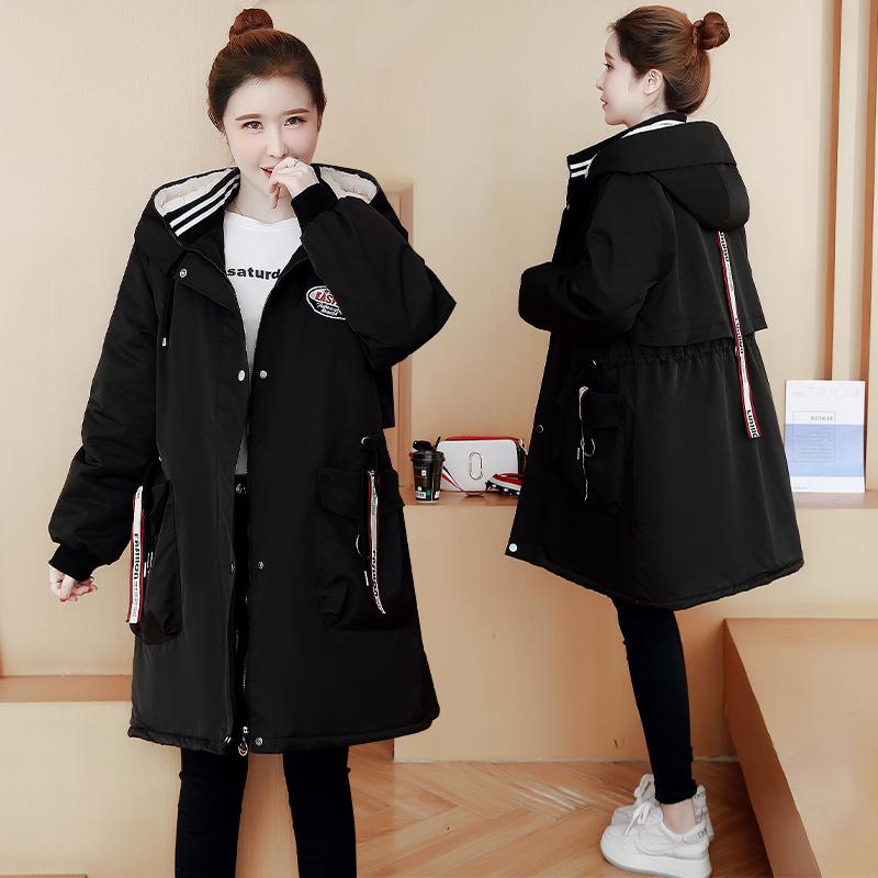 大码胖MM中长款加厚加绒棉服