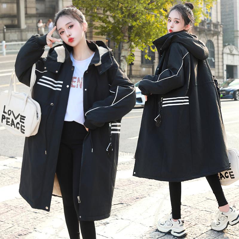 大码胖MM棉服女2024年新款冬季长款宽松加厚减龄运动风棉衣外套潮