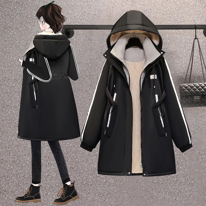 洋气设计感中长款大码棉服