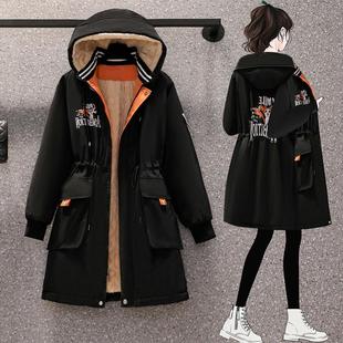 加绒加厚宽松显瘦卡通减龄棉衣外套 新款 胖MM大码 棉服女2024年冬装