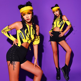 韩舞女团打歌服性感嘻哈街舞服练功服kpop爵士舞演出服小上衣机车