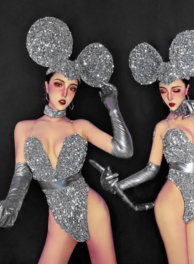 舞依芭酒吧ds演出服新款性感gogo领舞服亮片女气氛巡场连体舞台装