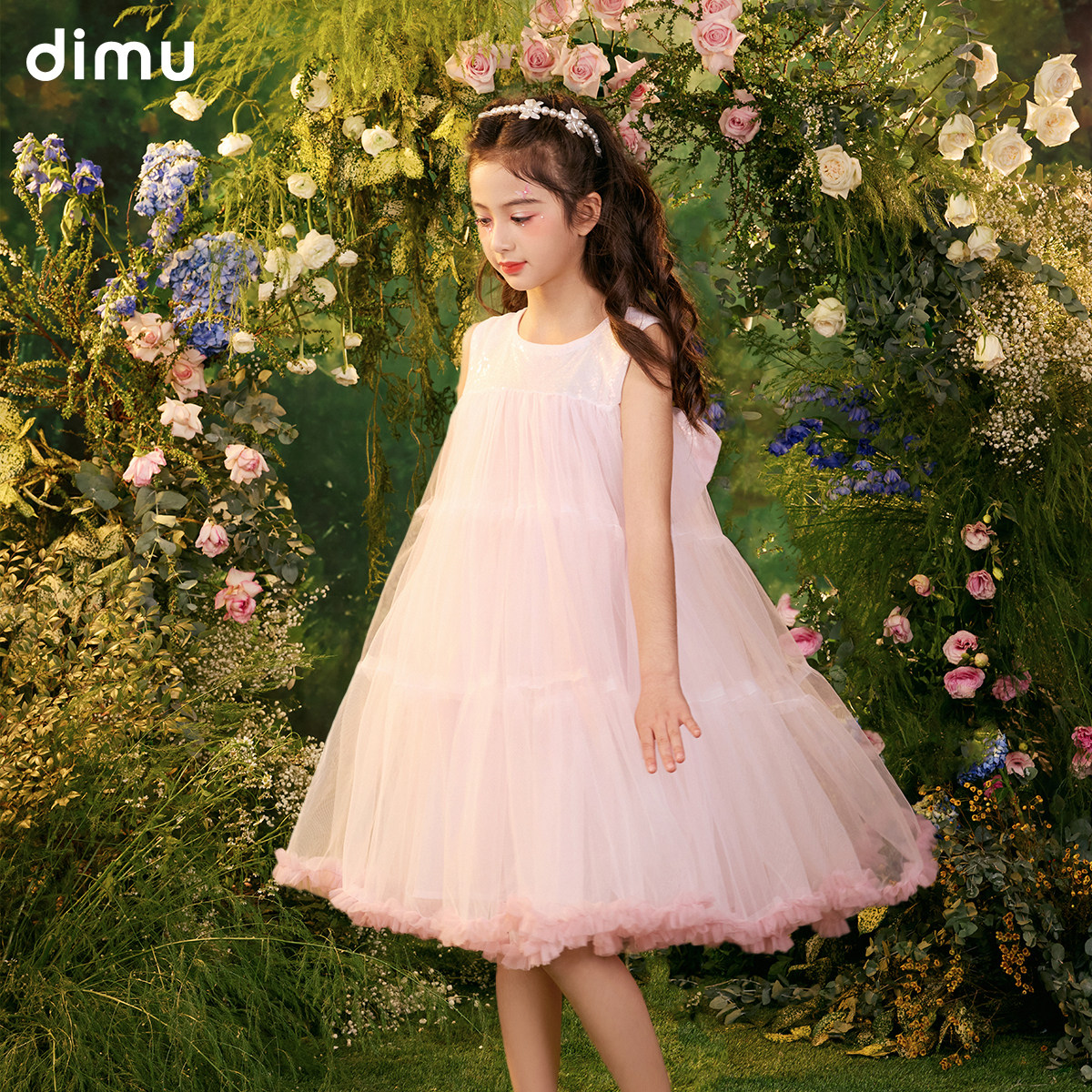 笛牧女童连衣裙2025夏装新款洋气蓬蓬网纱tutu公主裙儿童背心裙子