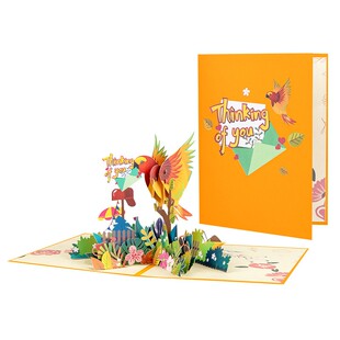 创意立体贺卡鹦鹉thinking of you想你卡片生日感恩毕业季情人节