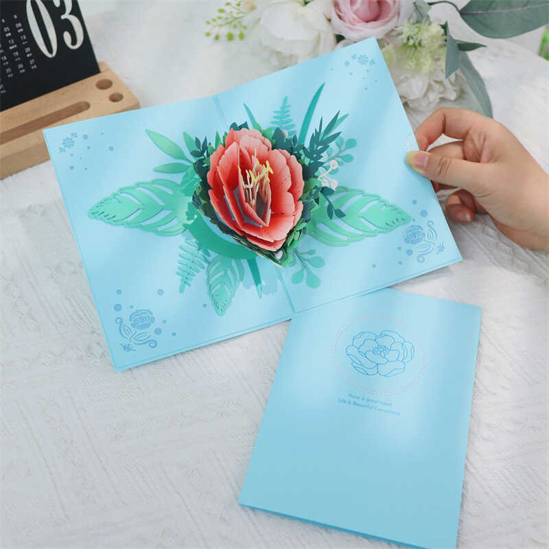 生日牡丹花感恩立体卡片创意