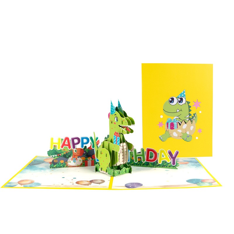 恐龙生日贺卡3D立体新款