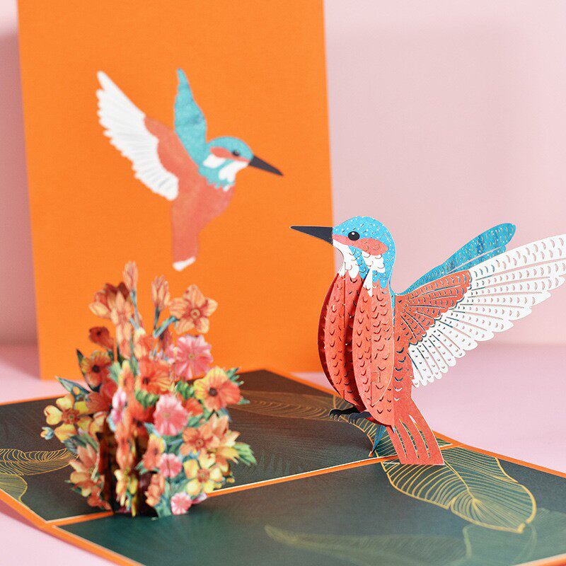 Peacock Peach Blossom 3D Pop-Up Greeting Card Beautiful Blessings Birthday Thanksgiving Teacher's Day Card Yunnan Dai Ethnic Souvenir